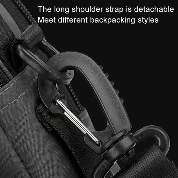 WEPOWER Men Shoulder Bag Waterproof Outdoor Multi-Functional Waist Bag Casual Versatile Crossbody Bag (Black) - Image 7