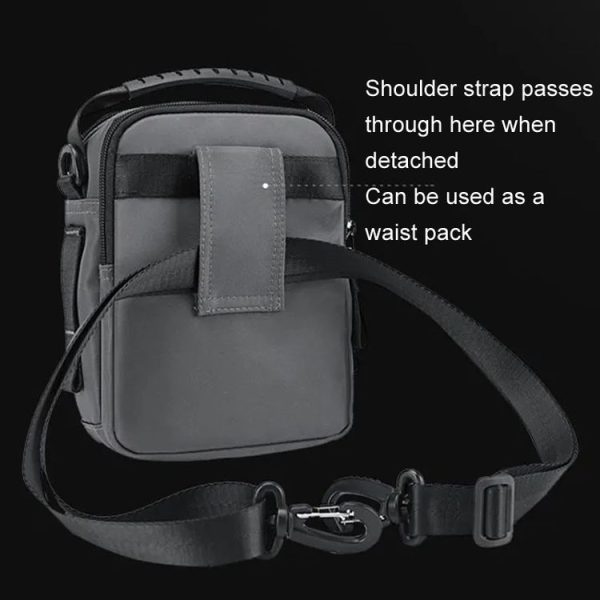 WEPOWER Men Shoulder Bag Waterproof Outdoor Multi-Functional Waist Bag Casual Versatile Crossbody Bag (Black) - Image 9