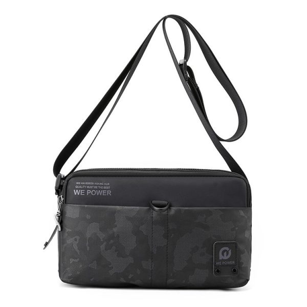 WEPOWER Men Oxford Cloth Casual Crossbody Bag Outdoor Sports Shoulder Bag (Black)