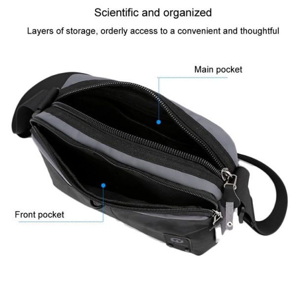 WEPOWER Men Oxford Cloth Casual Crossbody Bag Outdoor Sports Shoulder Bag (Black) - Image 3