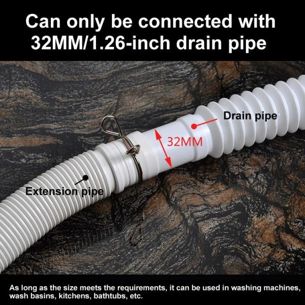 0.8m Diameter 32mm Extended Drain Hose for Washing Machine / Kitchen Basin / Bathtub - Image 3