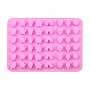 48 Grids Nature Objects Silicone Fondant Mold Mini Fire Paint Wax Standing Mould (Pink)