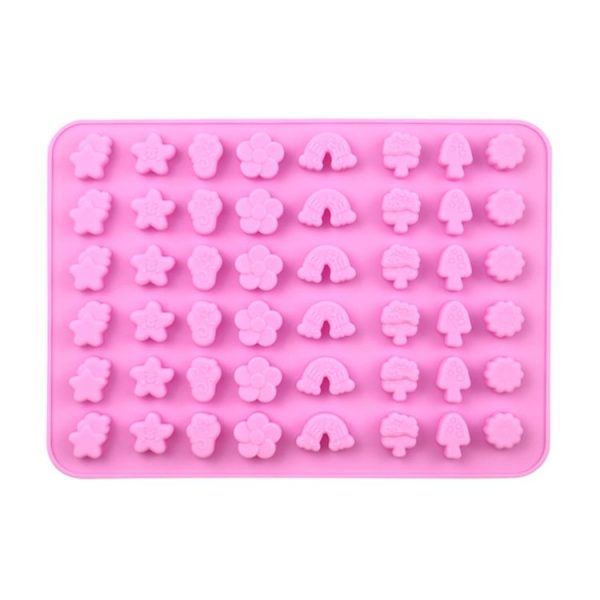 48 Grids Nature Objects Silicone Fondant Mold Mini Fire Paint Wax Standing Mould (Pink)