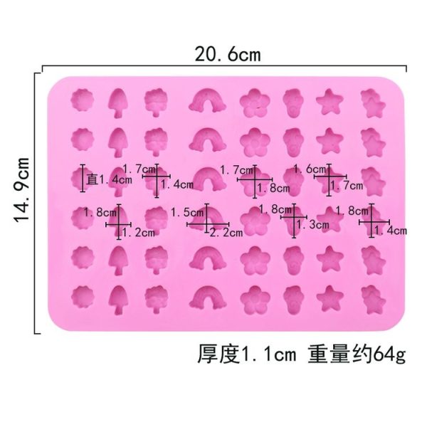48 Grids Nature Objects Silicone Fondant Mold Mini Fire Paint Wax Standing Mould (Pink) - Image 3