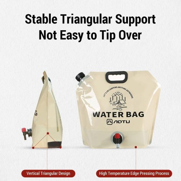 AOTU AT6667 Outdoor Large Capacity Water Bottle 9L Portable Folding Water Bottle Camping Car Drink Barrel (Khaki) - Image 4