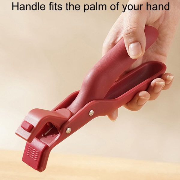 Household Anti-Scald Dish Clip Kitchen Non-Slip Insulated Plate Holder (Rose Red) - Image 4
