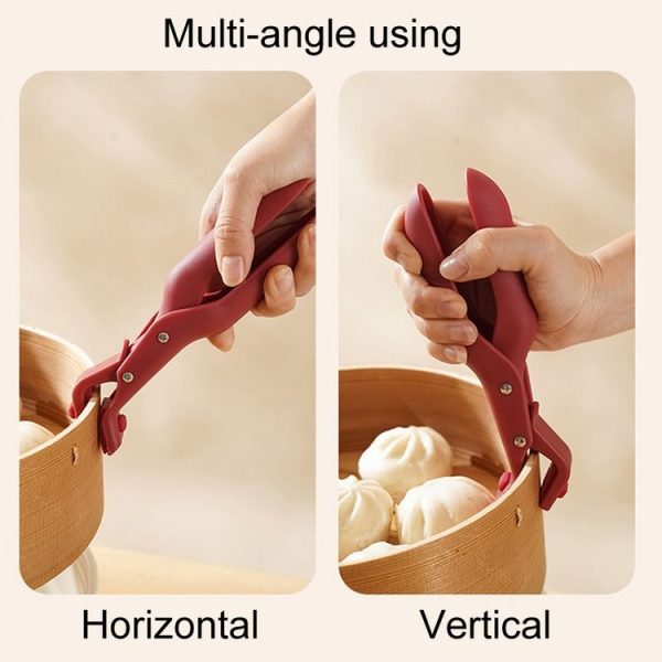 Household Anti-Scald Dish Clip Kitchen Non-Slip Insulated Plate Holder (Rose Red) - Image 6