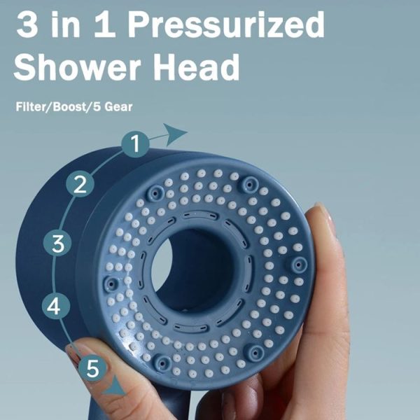 High-Pressure Handheld Shower Head With 5 Spray Modes Filtered Showerhead, Spec: Basic Silver - Image 7