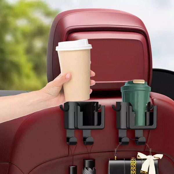 2pcs Car Multifunctional Cup Holder Storage Hook Mobile Phone Holder (Black) - Image 2