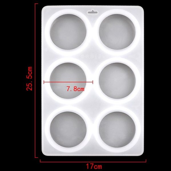 6 Grids Round Silicone Cake Molds Home DIY Handmade Soap Mould (Transparent) - Image 3