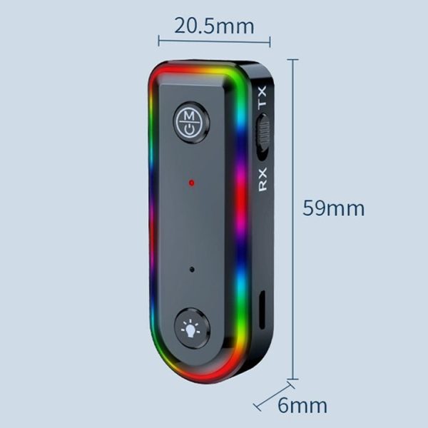 Q3 2-in-1 RGB Light Bluetooth Audio Receiver Launcher Car Audio Adapter - Image 3