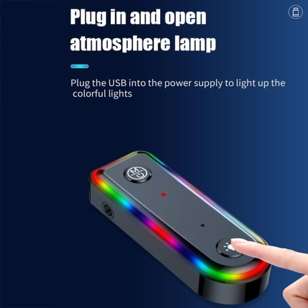 Q3 2-in-1 RGB Light Bluetooth Audio Receiver Launcher Car Audio Adapter - Image 8