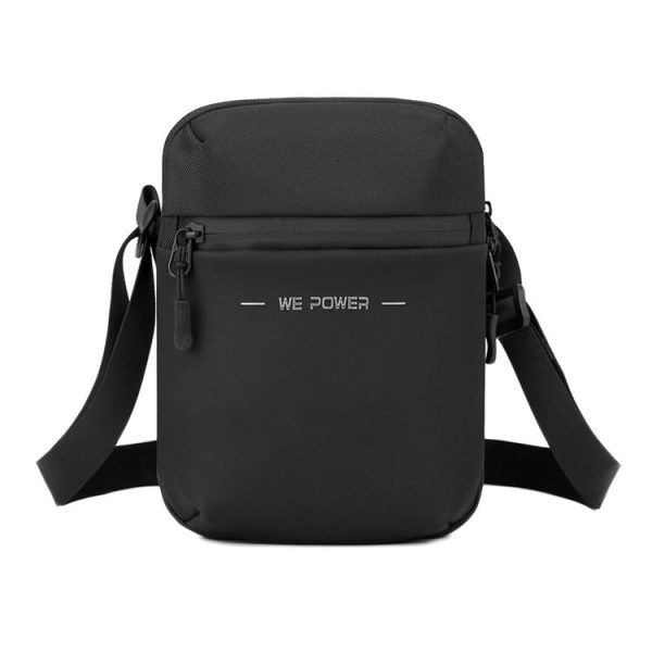 WEPOWER Men Single Shoulder Bag Simple Business Casual Crossbody Bag (Black)