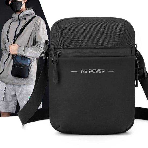 WEPOWER Men Single Shoulder Bag Simple Business Casual Crossbody Bag (Black) - Image 2