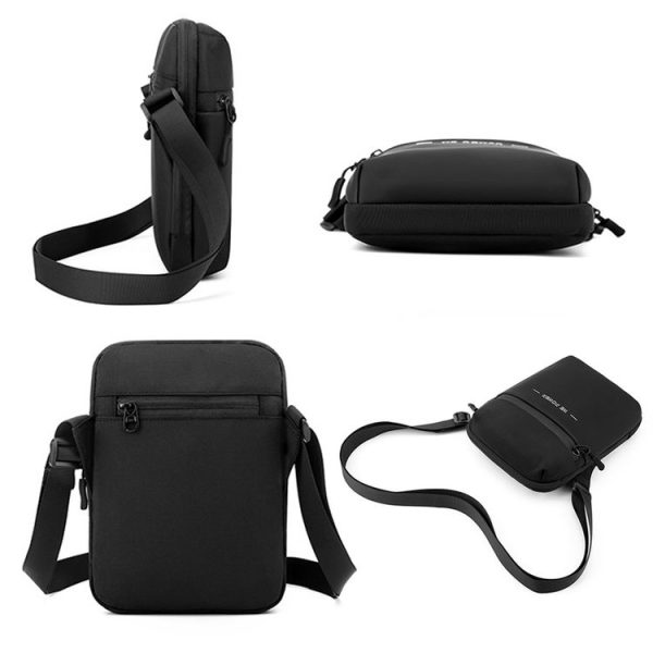 WEPOWER Men Single Shoulder Bag Simple Business Casual Crossbody Bag (Black) - Image 4