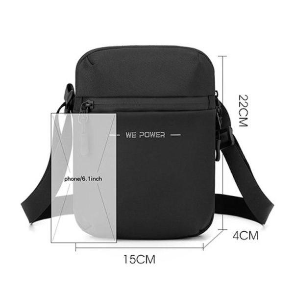 WEPOWER Men Single Shoulder Bag Simple Business Casual Crossbody Bag (Black) - Image 5