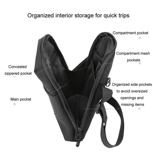 WEPOWER Men Single Shoulder Bag Simple Business Casual Crossbody Bag (Black) - Image 6