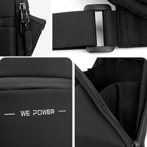 WEPOWER Men Single Shoulder Bag Simple Business Casual Crossbody Bag (Black) - Image 7