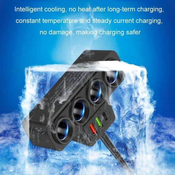 1 to 4 Q3.0 Car Cigarette Lighter Fast Charging 120W Car Conversion Plug (BY-1369) - Image 8