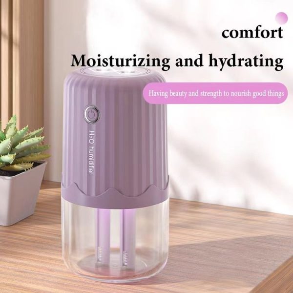 T06 Large-Capacity Atmosphere Night Light Household Dual Spray Air Humidifier, Color: White Plug-in - Image 4