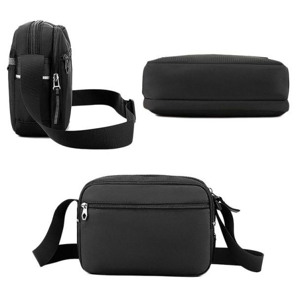 WEPOWER Men Outdoor Casual Nylon Crossbody Bag Single Shoulder Satchel (Black) - Image 3