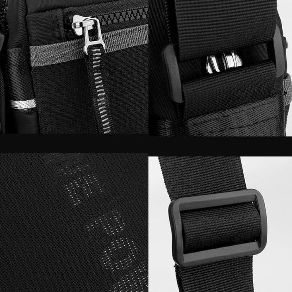 WEPOWER Men Outdoor Casual Nylon Crossbody Bag Single Shoulder Satchel (Black) - Image 7