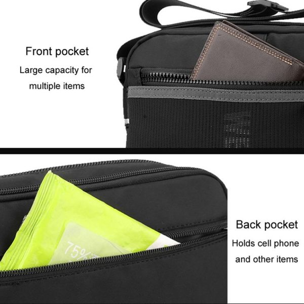 WEPOWER Men Outdoor Casual Nylon Crossbody Bag Single Shoulder Satchel (Black) - Image 8