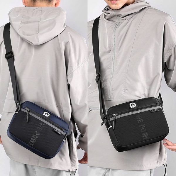 WEPOWER Men Outdoor Casual Nylon Crossbody Bag Single Shoulder Satchel (Black) - Image 9