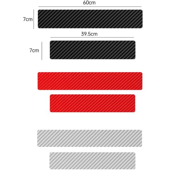 4pcs / Set Car Door Sill Strip PVC Anti-scratch Anti-dirt Protective Film (Carbon Fiber Black) - Image 3