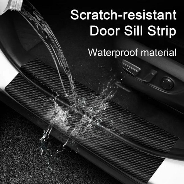 4pcs / Set Car Door Sill Strip PVC Anti-scratch Anti-dirt Protective Film (Carbon Fiber Black) - Image 5