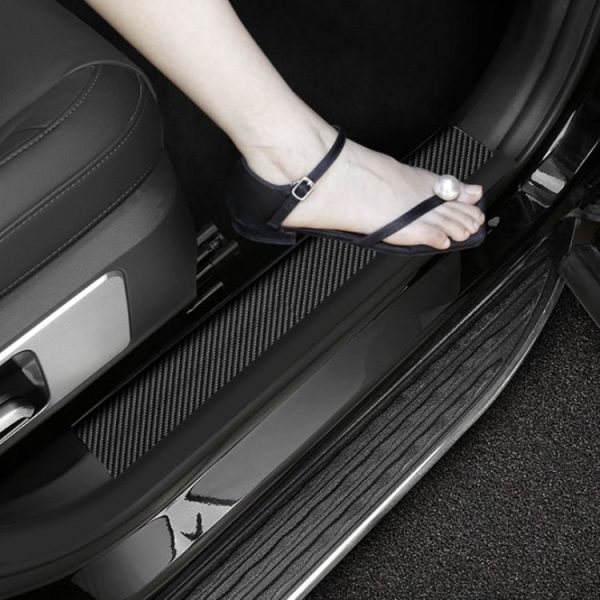 4pcs / Set Car Door Sill Strip PVC Anti-scratch Anti-dirt Protective Film (Carbon Fiber Black) - Image 8
