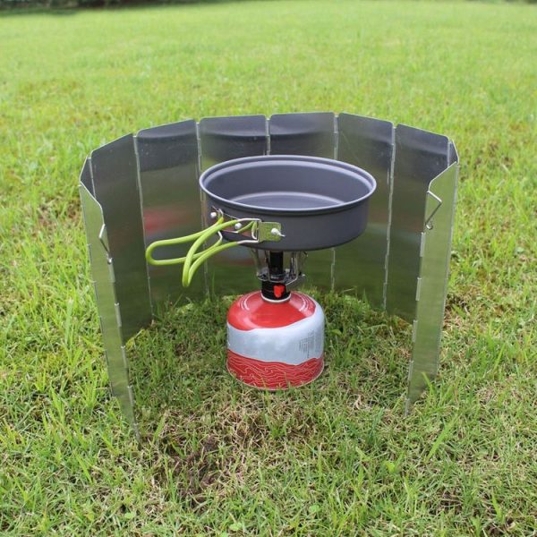 AOTU AT6344-1 10pcs / Set Outdoor Camping With Pins Aluminum Stove Windshield - Image 2