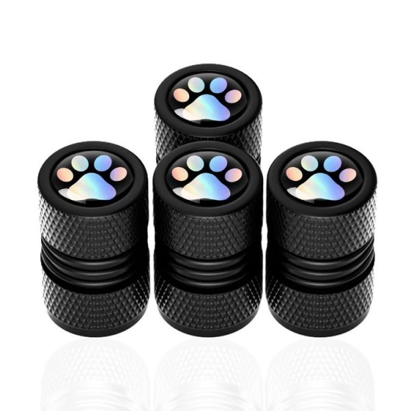 4pcs / Set Bear Claw Car Tire Modification Valve Protective Cap (Black)