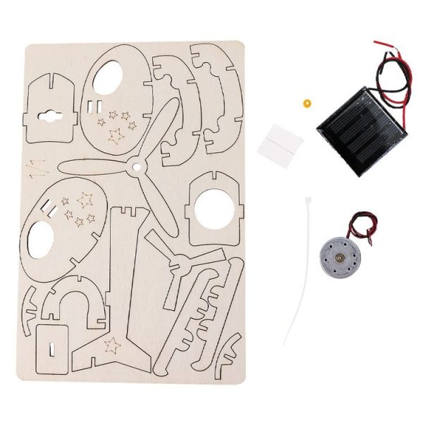 DIY Solar Helicopter Technology Small Production Children Wooden Assembled Aircraft Model - Image 2