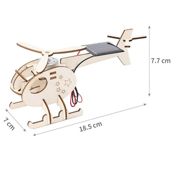 DIY Solar Helicopter Technology Small Production Children Wooden Assembled Aircraft Model - Image 3