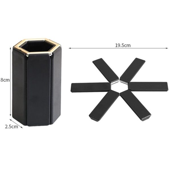 Thickened Folding Anti-scald Heat Insulation Mat Table Placemat Pot Mat (Black) - Image 3