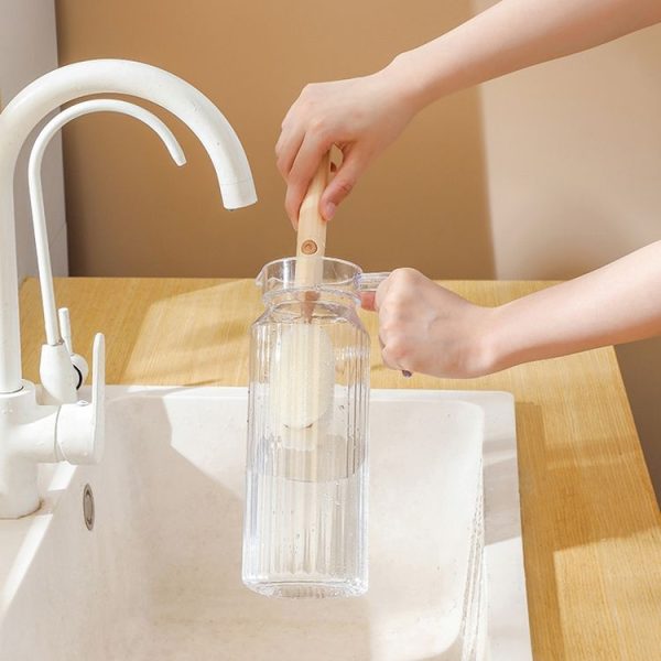Removable Double Cleaning Cup Brush Sponge Long Handle Wine Glass Thermos Bottle Brush (Green) - Image 2