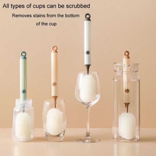 Removable Double Cleaning Cup Brush Sponge Long Handle Wine Glass Thermos Bottle Brush (Green) - Image 3