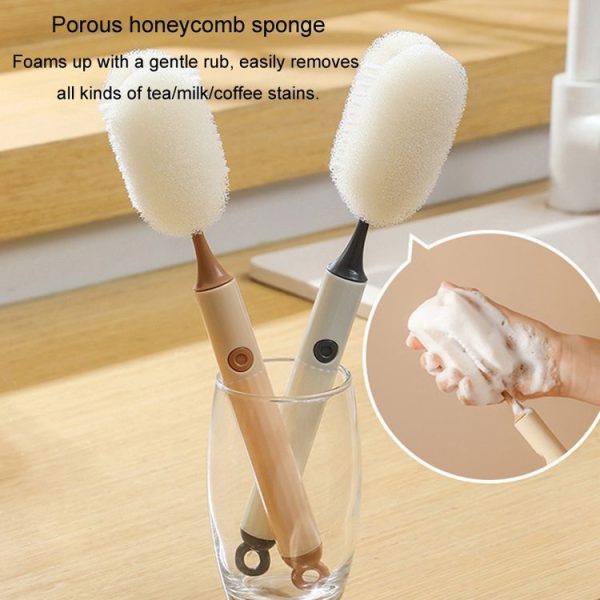 Removable Double Cleaning Cup Brush Sponge Long Handle Wine Glass Thermos Bottle Brush (Green) - Image 5