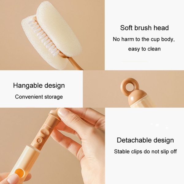 Removable Double Cleaning Cup Brush Sponge Long Handle Wine Glass Thermos Bottle Brush (Green) - Image 6