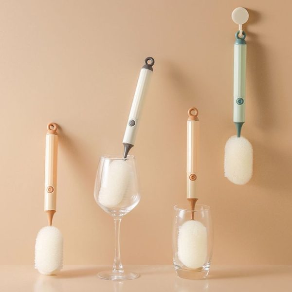Removable Double Cleaning Cup Brush Sponge Long Handle Wine Glass Thermos Bottle Brush (Green) - Image 7