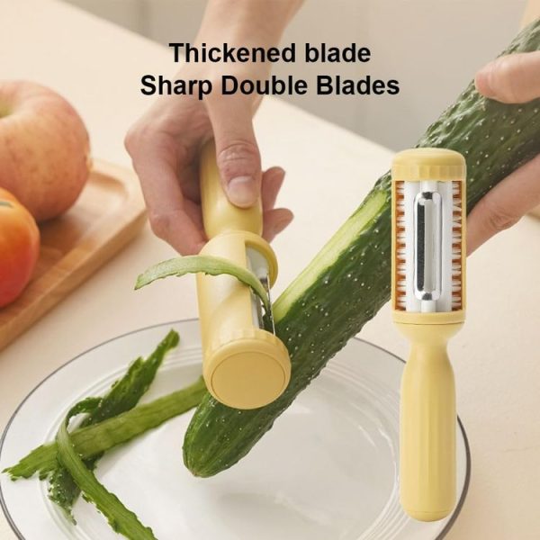 2 In 1 Peeler With Cleaning Brush Household Fruit Potato Vegetable Peeler (White) - Image 4