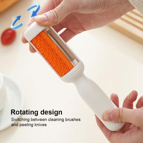 2 In 1 Peeler With Cleaning Brush Household Fruit Potato Vegetable Peeler (White) - Image 5
