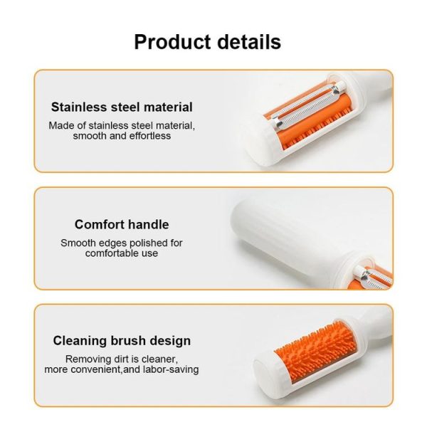 2 In 1 Peeler With Cleaning Brush Household Fruit Potato Vegetable Peeler (White) - Image 7