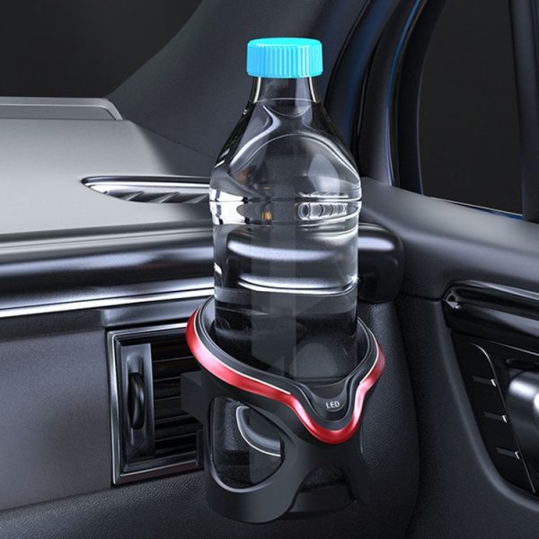Car Cup Holder Air Conditioner Outlet Multifunctional Storage Rack, Color: Black Red LED Light - Image 11