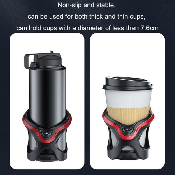 Car Cup Holder Air Conditioner Outlet Multifunctional Storage Rack, Color: Black Red LED Light - Image 3