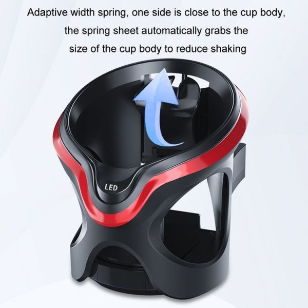 Car Cup Holder Air Conditioner Outlet Multifunctional Storage Rack, Color: Black Red LED Light - Image 5