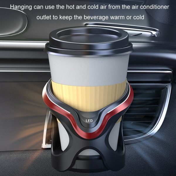 Car Cup Holder Air Conditioner Outlet Multifunctional Storage Rack, Color: Black Red LED Light - Image 6