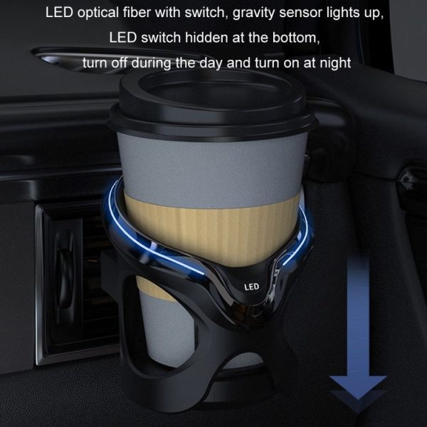Car Cup Holder Air Conditioner Outlet Multifunctional Storage Rack, Color: Black Red LED Light - Image 7