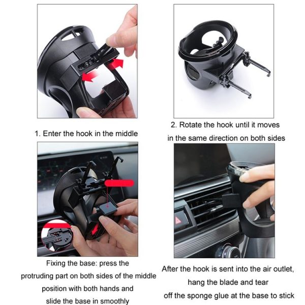 Car Cup Holder Air Conditioner Outlet Multifunctional Storage Rack, Color: Black Red LED Light - Image 9
